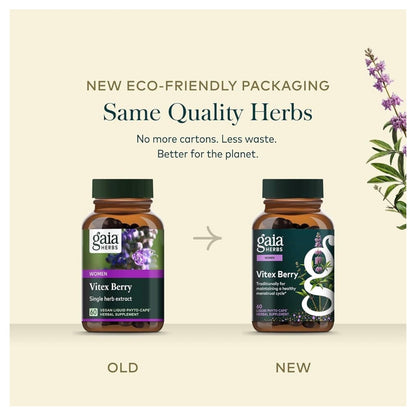 Gaia Herbs Vitex Berry 1000mg (Per Serving) | Helps Maintain Healthy Progesterone Levels & Menstrual Cycle| 60 capsules; Exp 01/2029