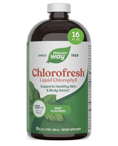 Nature’s Way Chlorofresh® Liquid Chlorophyll Supplement | Internal Deodorant | 𝗠𝗜𝗡𝗧 𝗙𝗟𝗔𝗩𝗢𝗥𝗘𝗗 ~16oz/480ml; Exp 03/2028 *New look