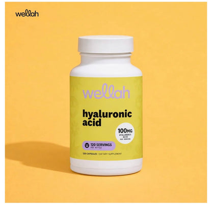 Wellah Hyaluronic Acid 100mg | Supports Healthy Connective Tissue & Joints | Promotes Youthful Healthy Skin | 60/120 Servings | 120 Capsules; Exp 12/2028