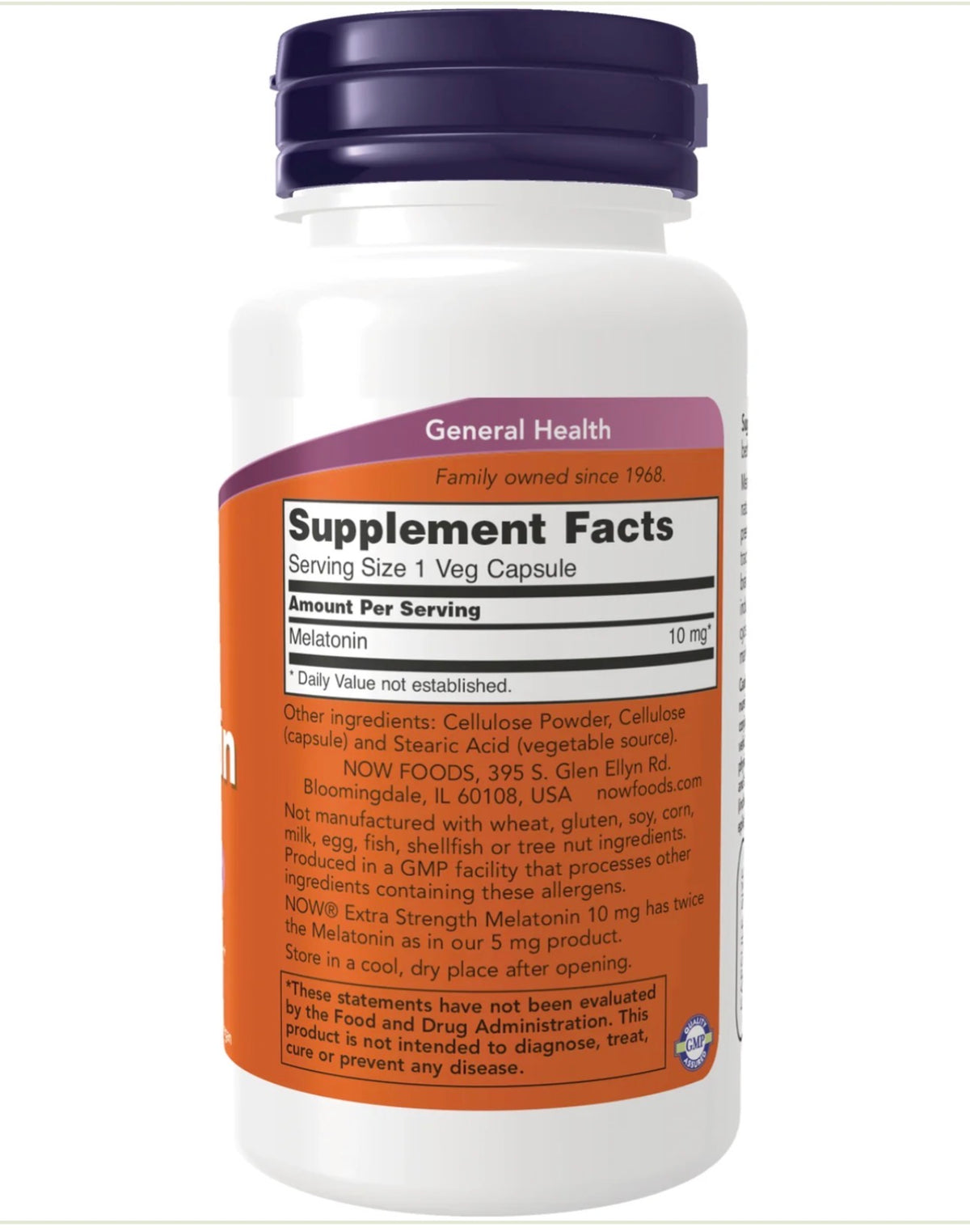 NOW Extra Strength Melatonin 10mg | Free Radical Scavenger | Promotes Healthy Sleep Cycle | 100 Capsules; Exp 05/2030