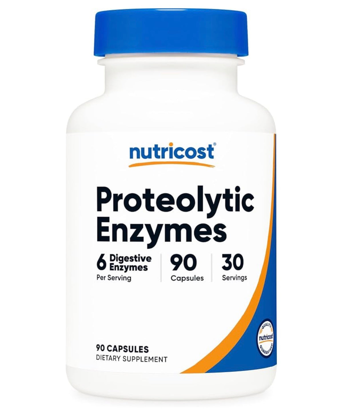 Nutricost Proteolytic Enzymes | Blend of 6 Digestive Enzymes - Protease, Amylase, Bromelain, Papain, Serratiopeptidase & Lipase | Speeds of Protein Digestion & Overall Digestive Health | 90 Capsules; Exp 03/2029