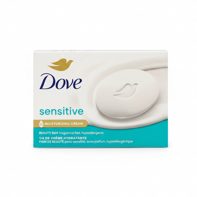 Dove Sensitive Skin Bar | Fragrance-Free, Hypoallergenic | 3.75oz/106g - 1 Bar of Soap