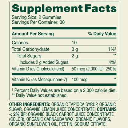 Spring Valley Vitamin K2 + D3 Gummies | 100 mcg Vitamin K2 (Mk-7) & 2000 IU Vitamin D3 | Supports Bone & Immune Health | Fosters Optimal Calcium Absorption & Healthy Blood Clotting | Mixed Berry Flavor ~ 60 Gummies; Exp 06/2027