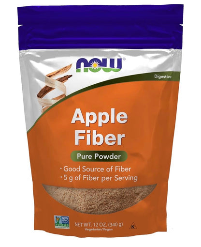 NOW Pure Apple Fiber Powder with Apple Pectin | 25% Soluble & 75% Insoluble Fibre | Improves Gut Health & Bowel Regularity | 12oz/340g; Exp 03/2030