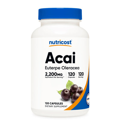 Nutricost Acai Fruit Extract 2200mg | Super Fruit | Supports Healthy Immune System Response | Free Radical Scavenger | 120 Capsules; Exp 01/2028