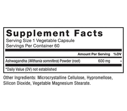 FORCE FACTOR Ashwagandha 600mg | Adaptogens to Support Stress and Cognitive Health | Promotes Calm & Relaxation | 60 Capsules; Exp 03/2028