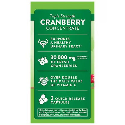 Nature’s Truth Ultra Triple Strength Cranberry Concentrate 30,000mg Plus Vitamin C | 90 Capsules Exp 12/2026