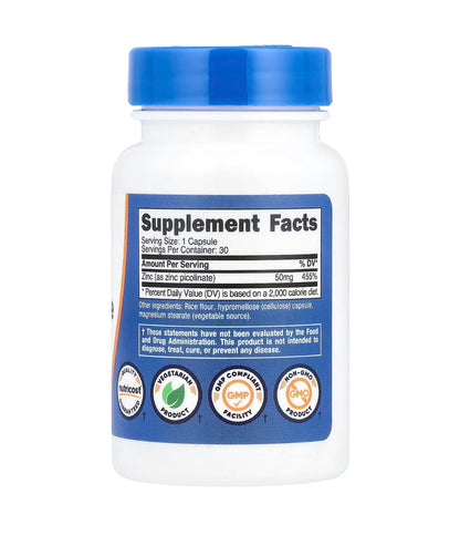 Nutricost Zinc Picolinate 50mg | Supports Hormone Health | Boosts Immune System | Extra Strength | 30 Capsules; Exp 07/2027