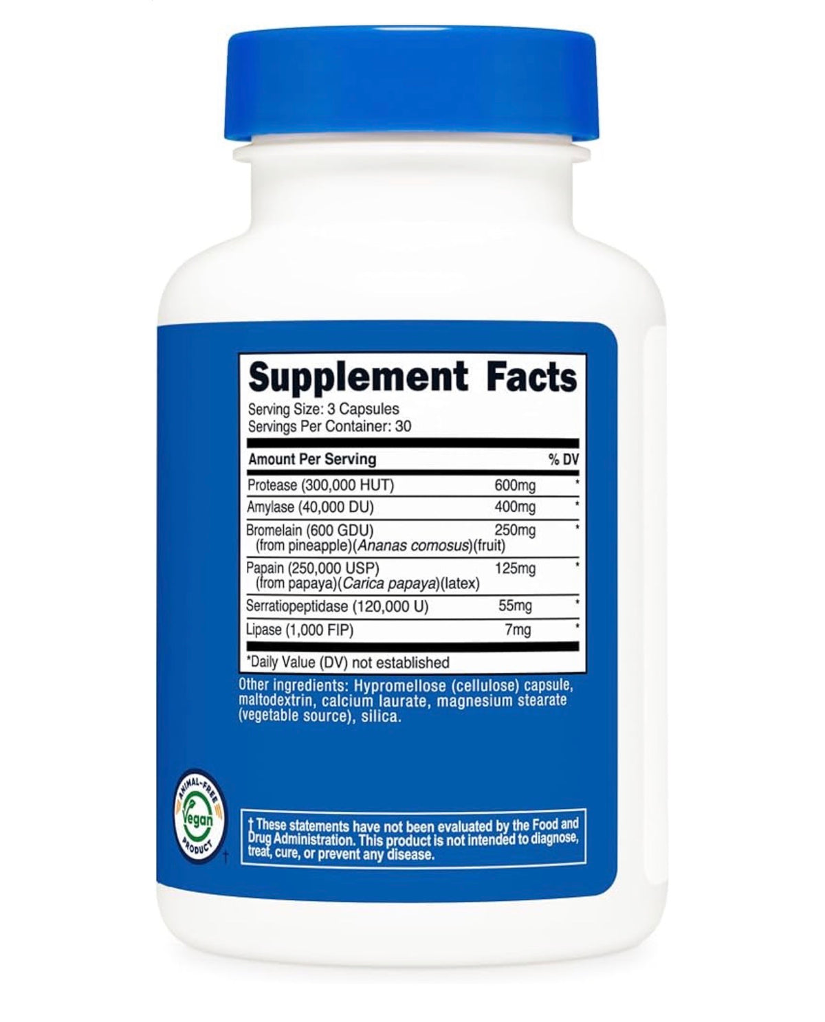 Nutricost Proteolytic Enzymes | Blend of 6 Digestive Enzymes - Protease, Amylase, Bromelain, Papain, Serratiopeptidase & Lipase | Speeds of Protein Digestion & Overall Digestive Health | 90 Capsules; Exp 03/2029