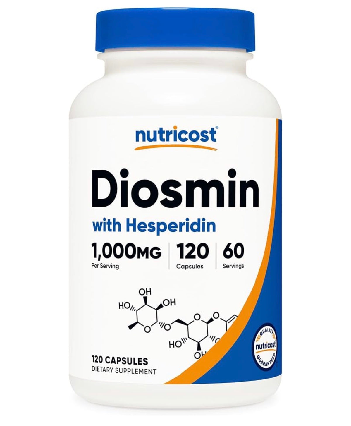 Nutricost Diosmin with Hesperidin 1000mg Complex | 500mg of Diosmin & 500mg of Hesperidin | Supports Healthy Blood Flow in the Legs & Throughout the Body | Supports Blood Vessel Integrity & Cardiovascular Health | 120 Capsules; Exp 06/2029