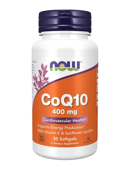 NOW CoQ10 400mg with Vitamin E & Sunflower Lecithin | Heart Health Support | 30 Softgels; Exp 05/2031