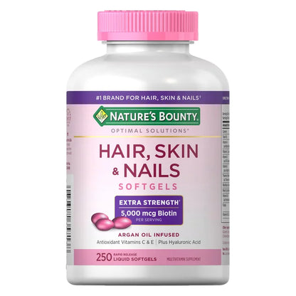 Nature's Bounty Advanced Hair, Skin and Nail Biotin & Vitamins A, C, & E, Women's Multivitamin | 83 Servings | with 5000mcg Biotin | 250 Softgels; Exp 05/2027
