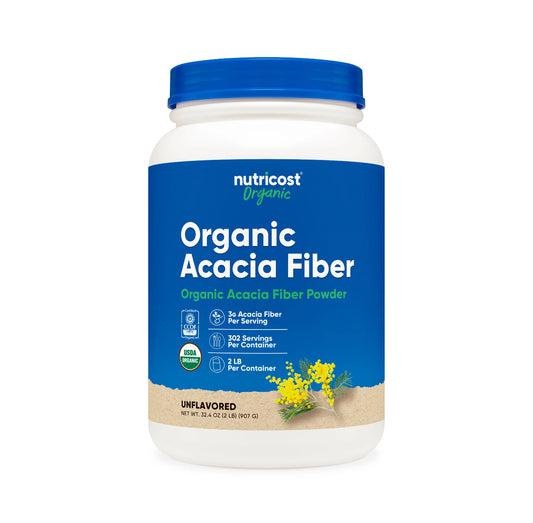 Nutricost Pure Organic Acacia Fiber Powder | 302 Servings | Prebiotic Fibre | Promotes Healthy Microflora in The Digestive System | Assists With Occasional Constipation | 2 Lb/907g; Exp 01/2028