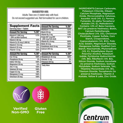 Centrum Adults Multivitamin For Men & Women | Also Helps to Fill Nutrient Gaps for GLP-1 Users | 200 Tablets; Exp 09/2027