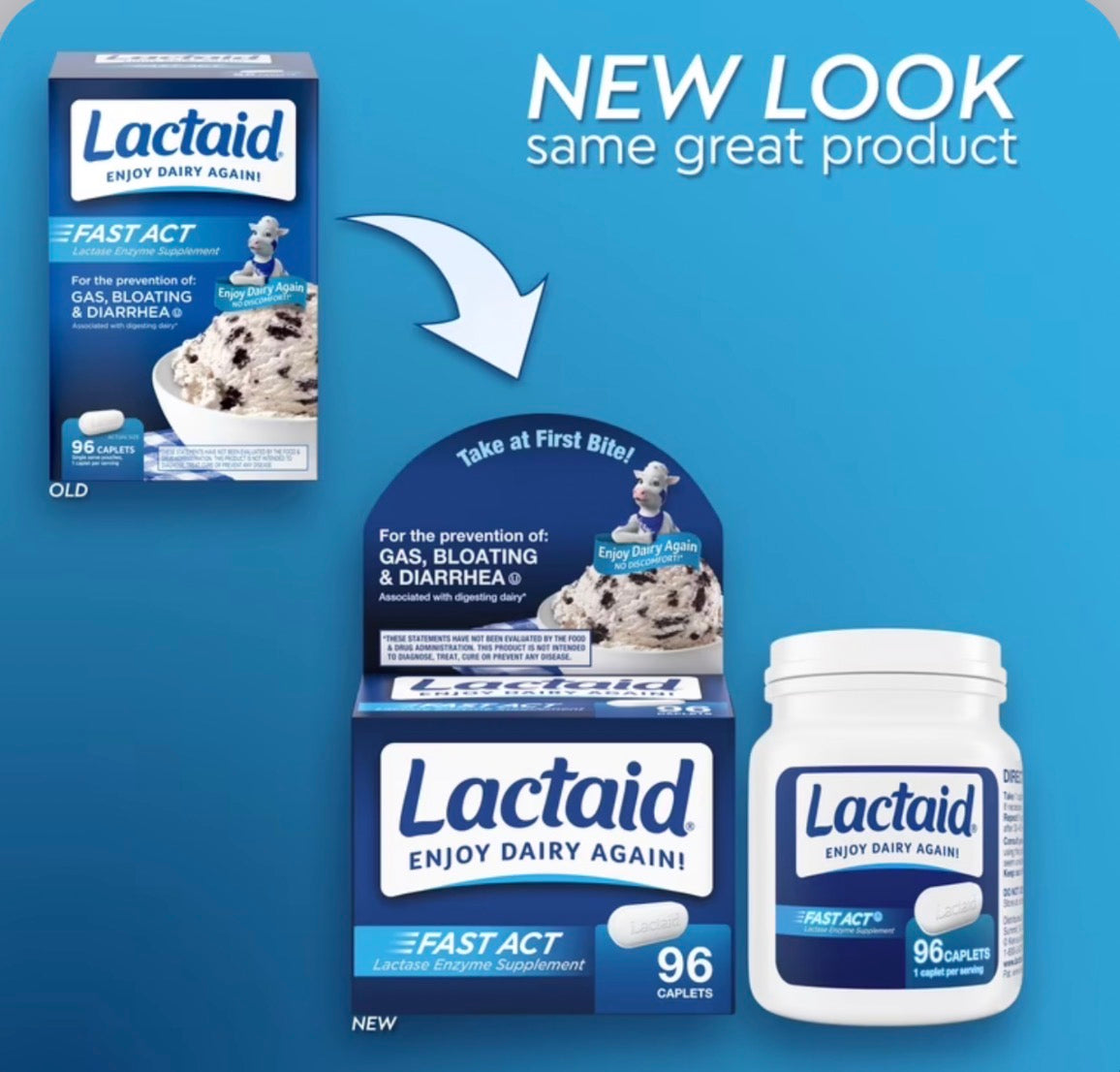 Lactaid Original Strength Lactase Enzyme | 9000 FCC Lactase Enzyme/Serving | 96 Servings | Prevents Gas, Bloating & Diarrhea Associated with Lactose Intolerance | Suitable for Adults & Children, Ages 4 & up | 96 Caplets; Exp 11/2028
