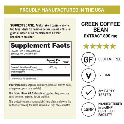 NatureWise Green Coffee Bean Extract 800mg | 60 Capsules; Exp 05/2028