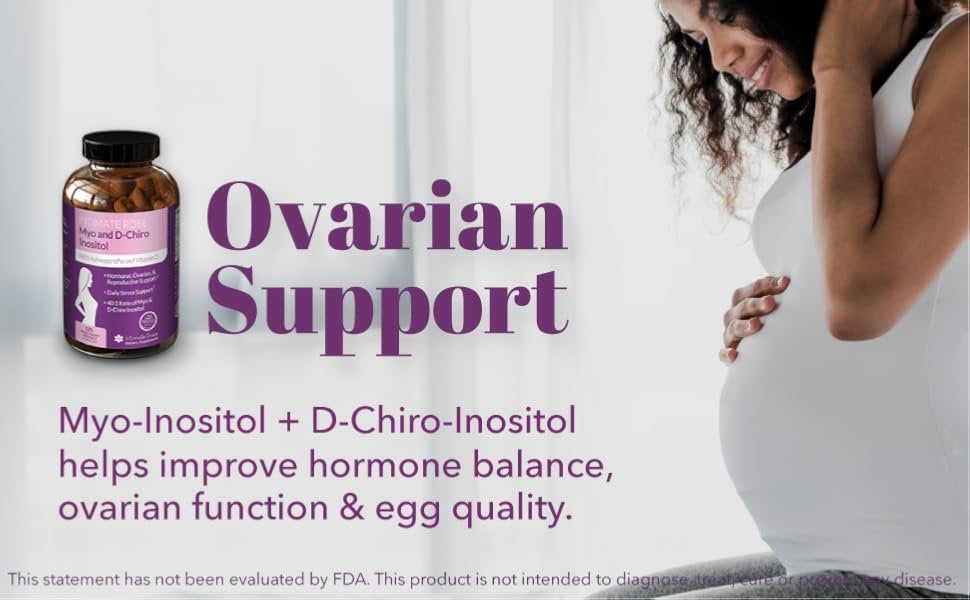 Intimate Rose Myo and D-Chiro Inositol with Ashwagandha and Vitamin D | 40:1 Ratio of Myo & D-Chiro Inositol | Hormonal, Ovarian & Reproductive Support | 120 capsules; Exp 02/2027 (New Look)