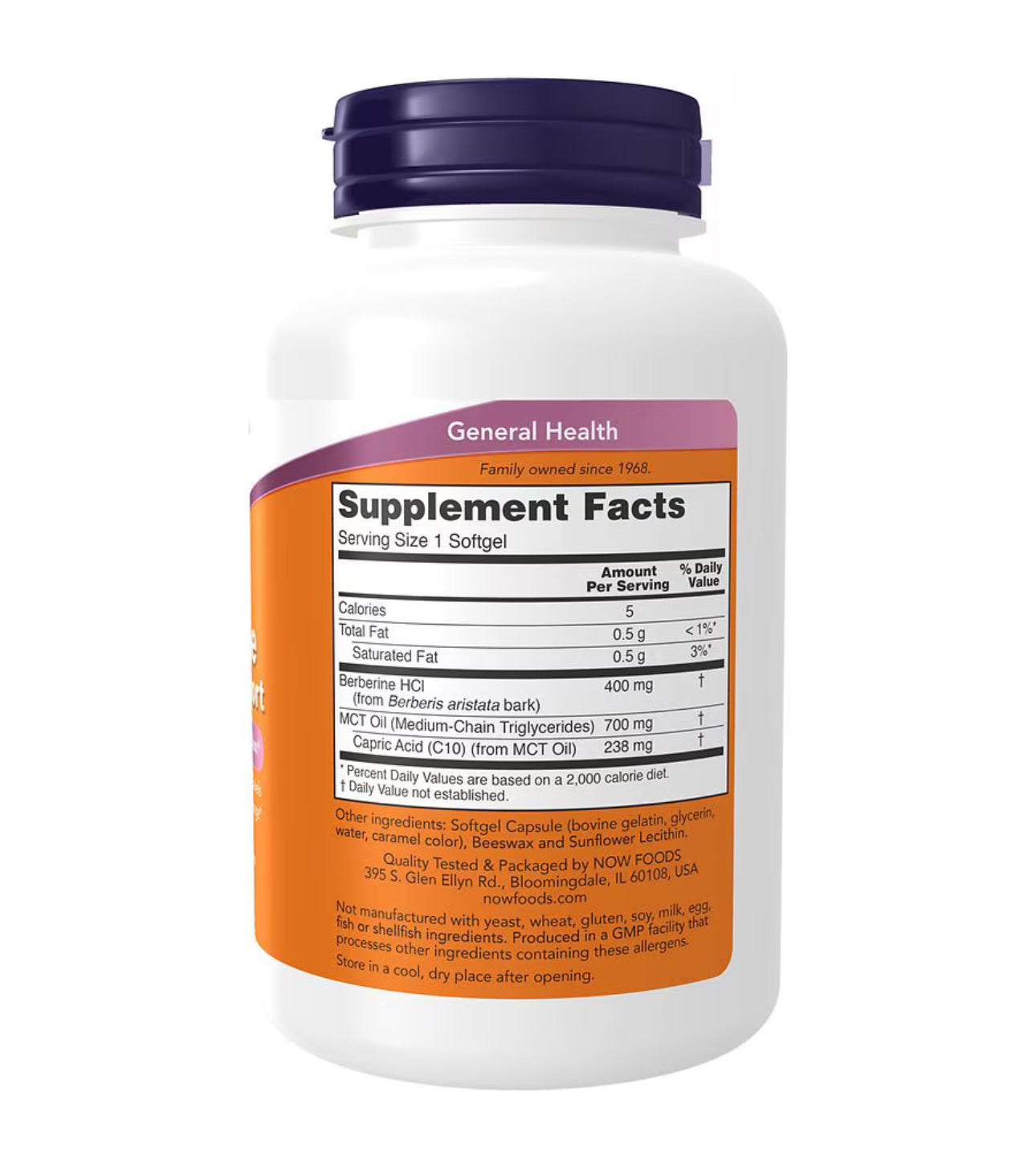 NOW Berberine 400mg Glucose Support | With MCT Oil | Supports Glucose Metabolism | 90 Softgels; Exp 09/2027
