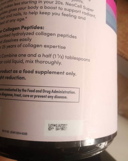 NeoCell Super Collagen Peptides, Unflavored Powder | Collagen Type 1 & 3 | 3 times the small size | 21.2oz (600g) Exp 10/2026 (Faint- See last Picture)