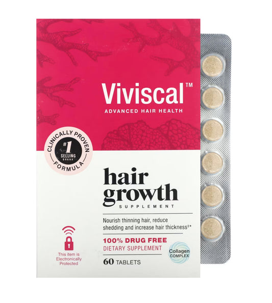 Viviscal Advanced Hair Growth Supplement | For Women For Thicker, Fuller Hair, Nourishes Thinning & Loss | With Proprietary Collagen Complex | 100% Drug Free | 1 Month Supply | 60 Tablets; Exp 04/2026
