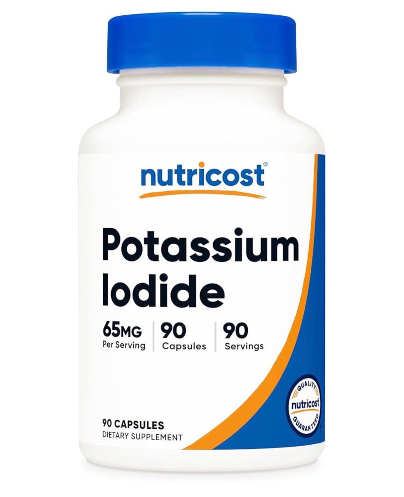 Nutricost  Potassium Iodide 65mg | Supports Electrolyte Balance & Healthy Thyroid Function | 90 Capsules; Exp 08/2028