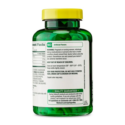 Spring Valley Calcium, Magnesium & Zinc Plus Vitamin D3 | Supports Bone & Muscle Health | 250 Caplets; Exp 03/2027 (New Look)