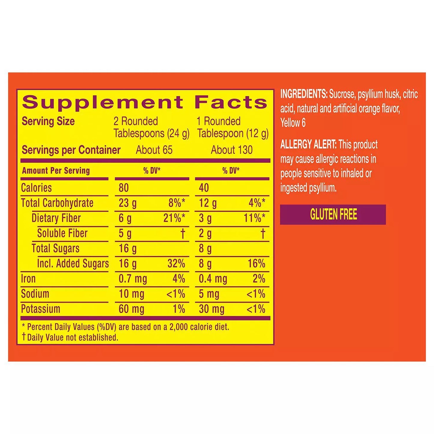 Metamucil Psyllium 4-in-1 Fiber Powder with Real Sugar | 130 Tablespoons | Helps Supports Appetite Control, Heart Health, Healthy Blood Sugar Levels | 65/130 Servings | Orange Flavor~55oz/1.56kg; Exp 07/2027