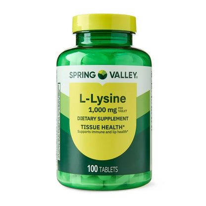 Spring Valley L-Lysine 1000mg | Supports Immune System and Lip Health | Antiviral | 100 Tablets; Exp 07/2028 *New Look