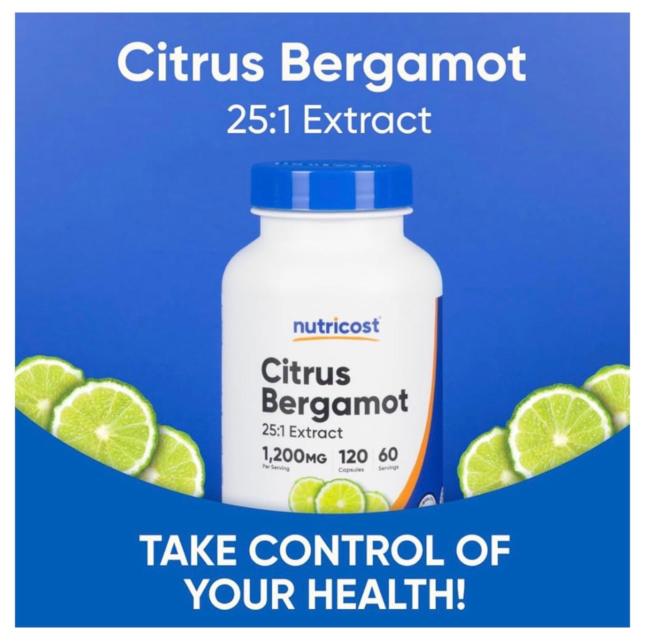 Nutricost Citrus Bergamot Extract 1,200mg | Offers Antioxidant Support for Cardiovascular & Metabolic Health | 120 Capsules; Exp 12/2028