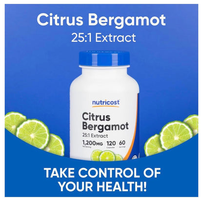 Nutricost Citrus Bergamot Extract 1,200mg | Offers Antioxidant Support for Cardiovascular & Metabolic Health | 120 Capsules; Exp 12/2028