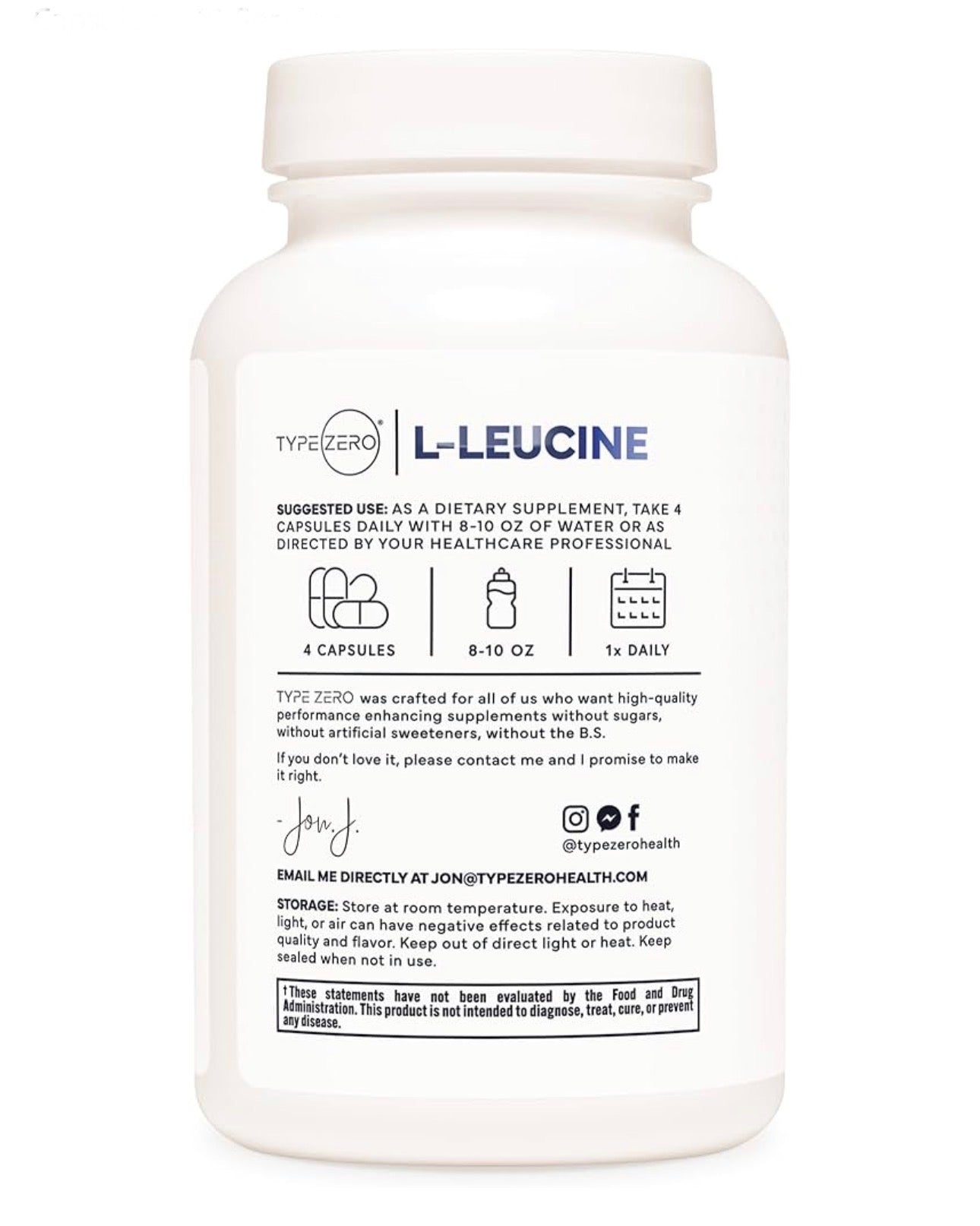 TypeZero L-Leucine 2000mg | Increases Muscle Growth & Lean Body Mass | 120 Capsules; Exp 08/2027