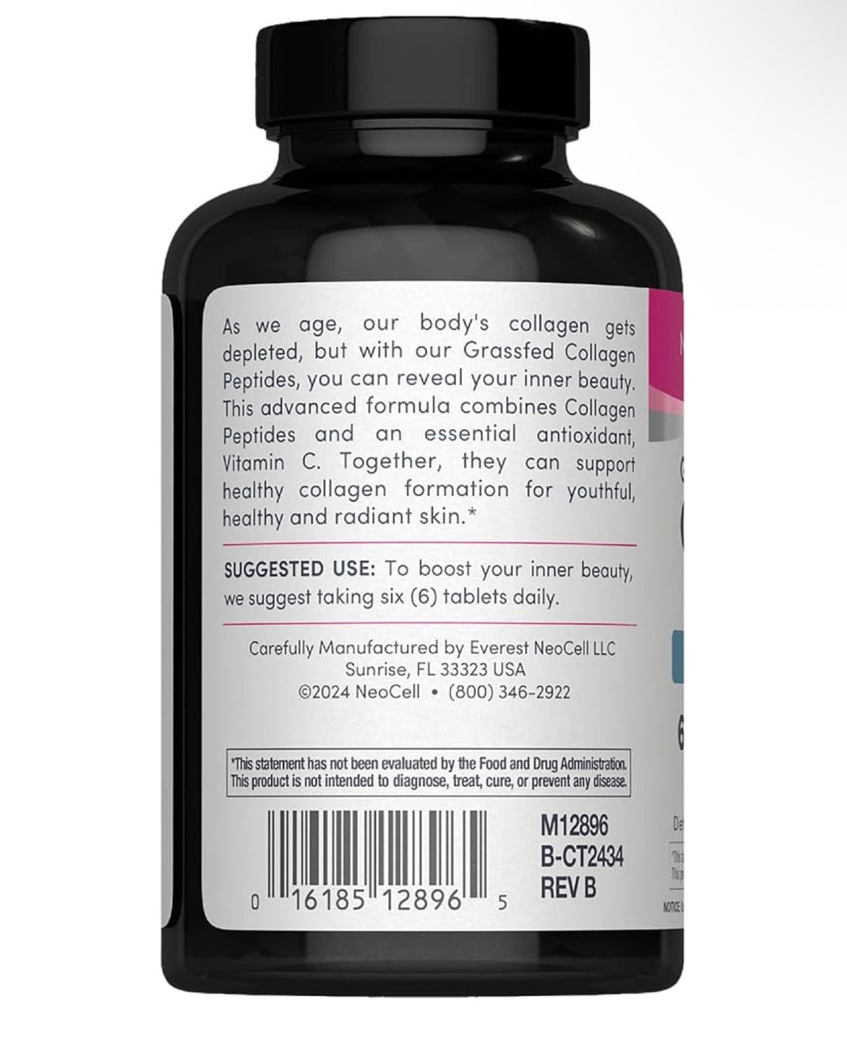 NeoCell Grassfed Collagen Peptides + Vitamin C | Supports Healthy Hair, Skin, & Nails | ❗️Doesn’t Contain Biotin | 250 Tablets; Exp 07/2028