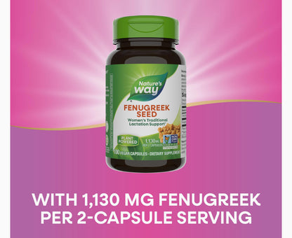 Nature's Way Fenugreek Seed, Traditional Lactation/Breastfeeding Support | 100 Capsules, Exp 02/2029