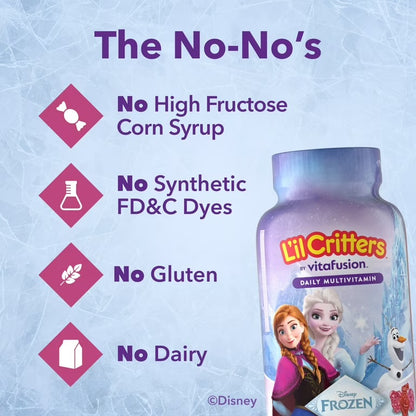 Lil Critters Frozen Daily Children Multivitamin | With 11 Essential Nutrients | For Kids Aged 2 Years & Above | 60 Gummies; Exp 06/2027