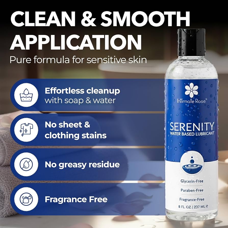 Intimate Rose Serenity Water-Based Personal Lubricant | Lube for Penile/Vaginal Application | Long Lasting & Non-Staining | 8 fl.oz/237ml; Exp 02/2029