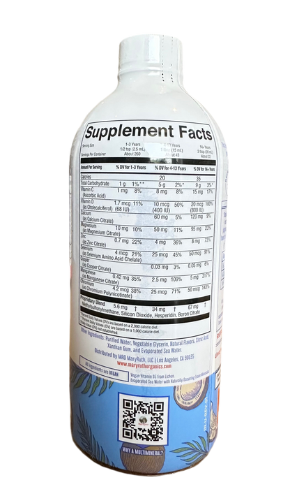 MaryRuth’s Organics Liquid Nighttime Multimineral | For the Whole Family (1 Year & Above) | Bedtime Routine with Magnesium Citrate, Calcium, Zinc, Vitamin D3, MSM, Chromium | Coconut Dream, 22oz/650ml; Exp 04/2027