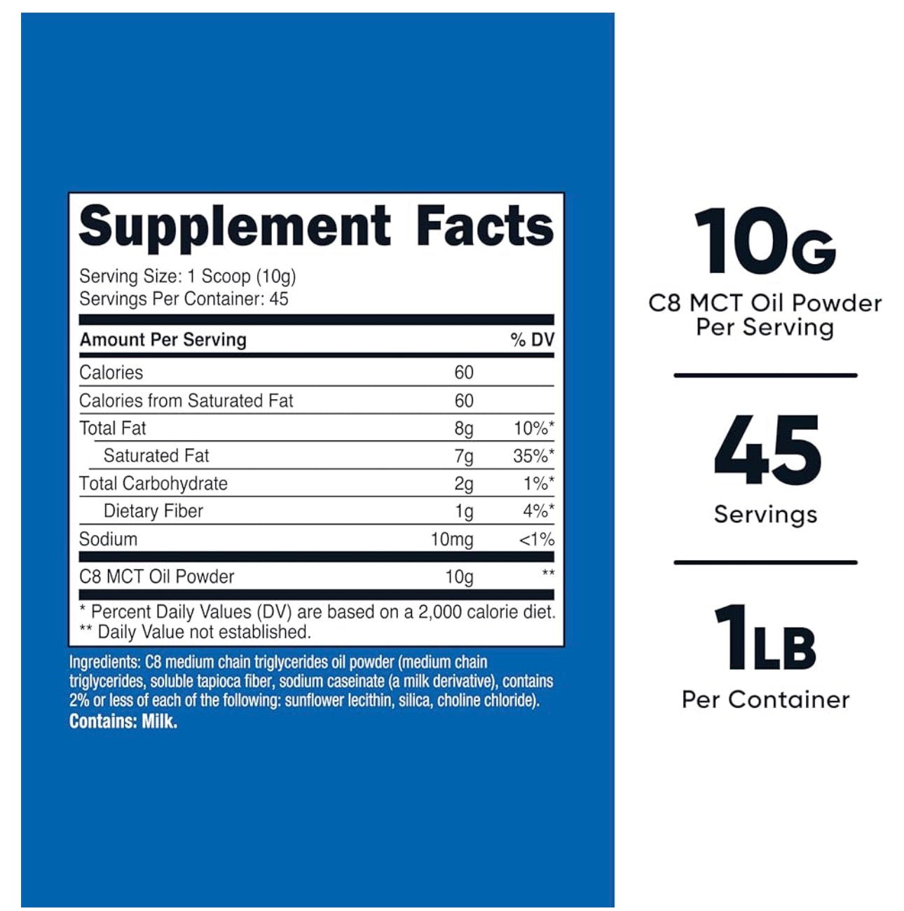 Nutricost MCT Oil Powder 10g (Medium Chain Triglycerides) | 10,000mg per Serving | Fat Burning | Weight Loss | Keto Friendly | 454g/1Lb; Exp❗️ UNCLEAR 07/2028 👉🏽Check last picture