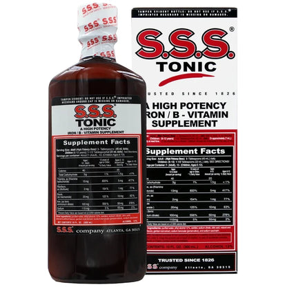 S.S.S. Tonic - Iron and Vitamins B1, B2 & B3 | Liquid with 12% Alcohol | 10 fl.oz (300ml); Exp 05/2028