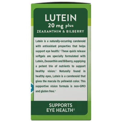 Nature's Truth Lutein 20mg + Zeaxanthin 1mg & Bilberry 2.2mg | Triple Support Eye Formula | 39 Softgels Exp 10/2026