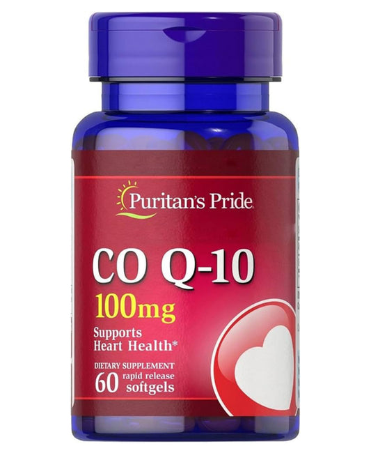 Puritan's Pride Q-SORB Co-Q 10 100 mg | CoQ 10 Promotes Heart Health, Healthy Blood Pressure, Gum Health & Healthy Aging | 60 Softgels; Exp 03/2028