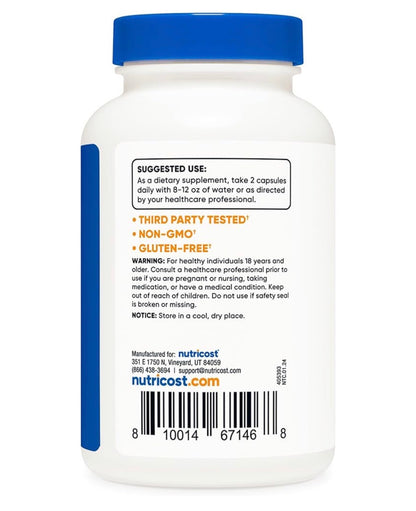 Nutricost Slippery Elm Bark 1000mg | Helps Coat and Sooth Irritated Mucosa of the Gastrointestinal Tract | Helpful in GERD, Stomach Ulcers & Gastric Erosions | 120 Capsules; Exp 07/2028