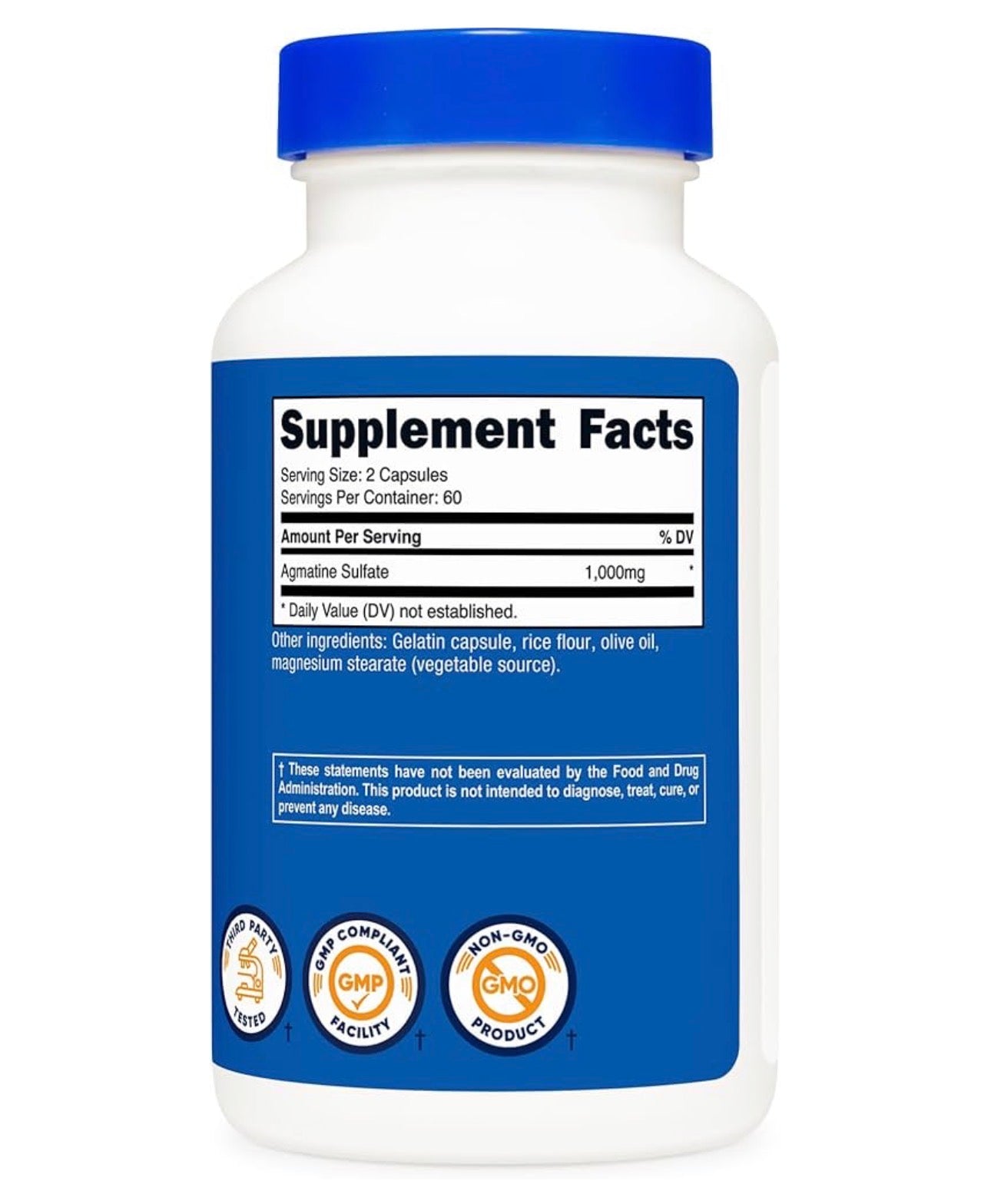 Nutricost Agmatine Sulfate 1000mg | L-Arginine Metabolite | Boosts nitric Oxide Production | Improves Blood Flow to Muscles, Brain & Other Tissues | 120 Capsules; Exp 05/2028