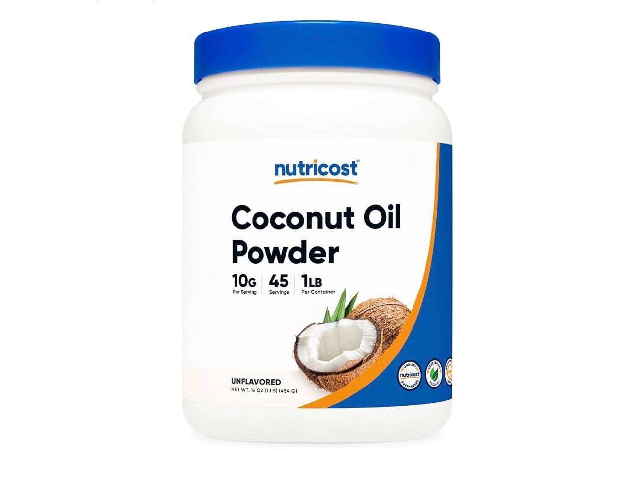 Nutricost Coconut Oil Powder 10,000mg | Supports Cardiovascular Health, Blood Sugar Metabolism, Cognitive Function & Healthy Brain Development | 45 Servings | 1 Lb/454g; Exp 10/2027