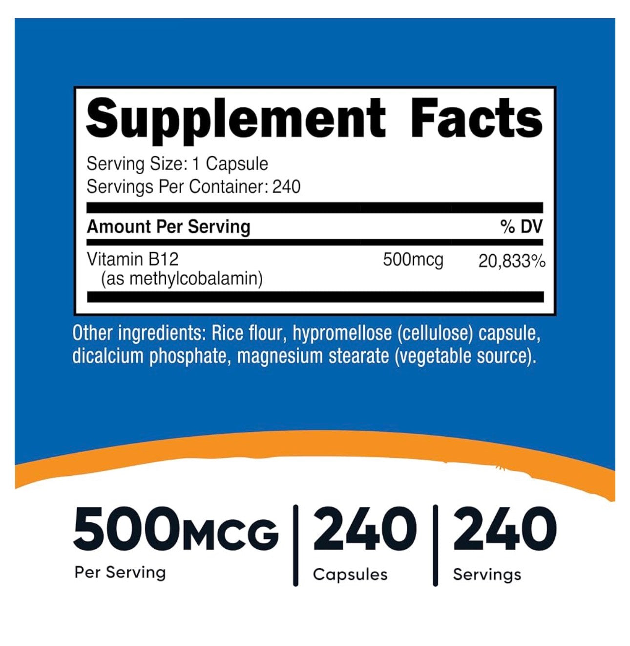 Nutricost Vitamin B12 (Methylcobalamin) 500mcg | Improves Mood | Supports Healthy Skin and Nails | 240 Capsules; Exp❗️FAINT 05/2029 👉🏽Check last picture