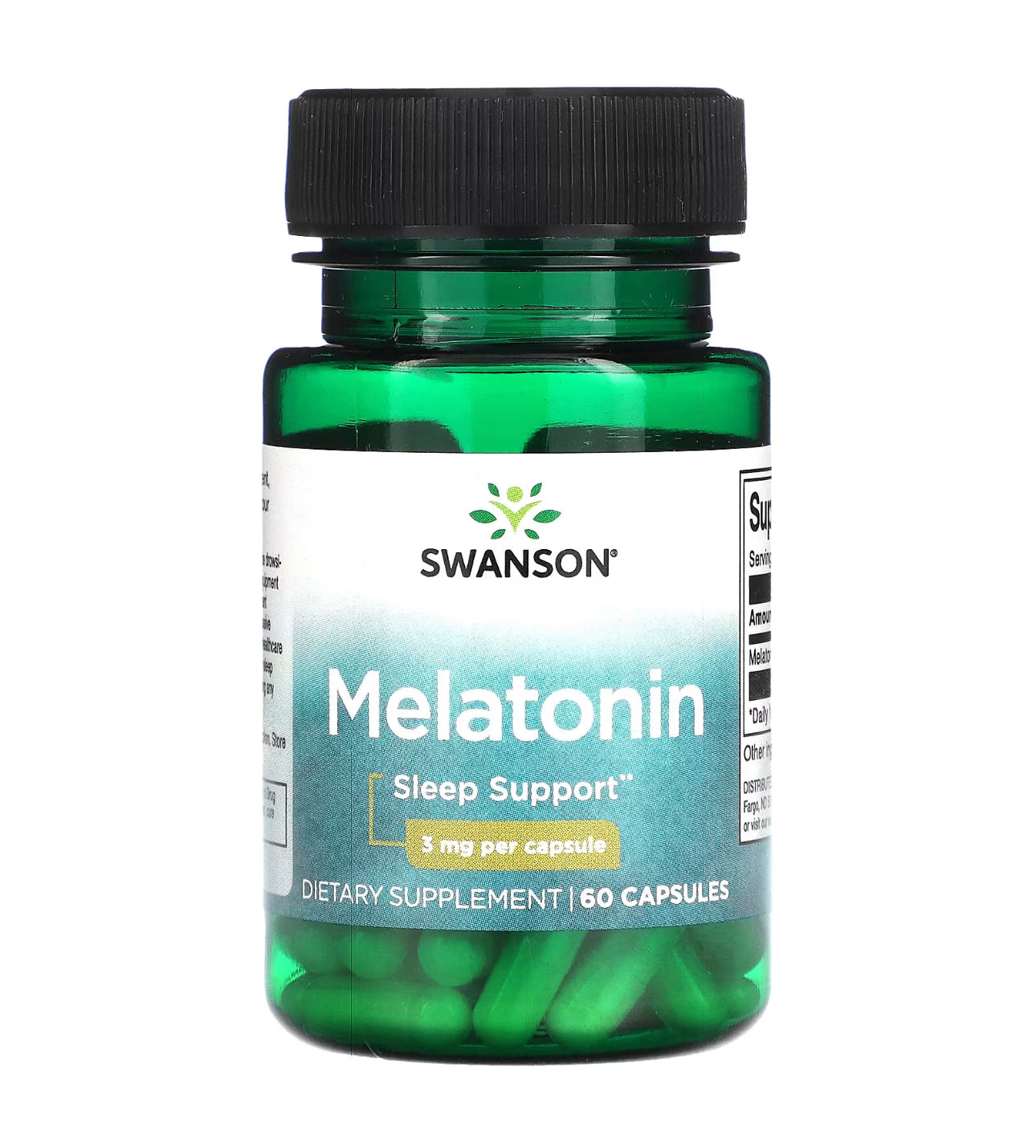 Swanson Melatonin 3mg | Sleep Aid | 60 Capsules; Exp 09/2027