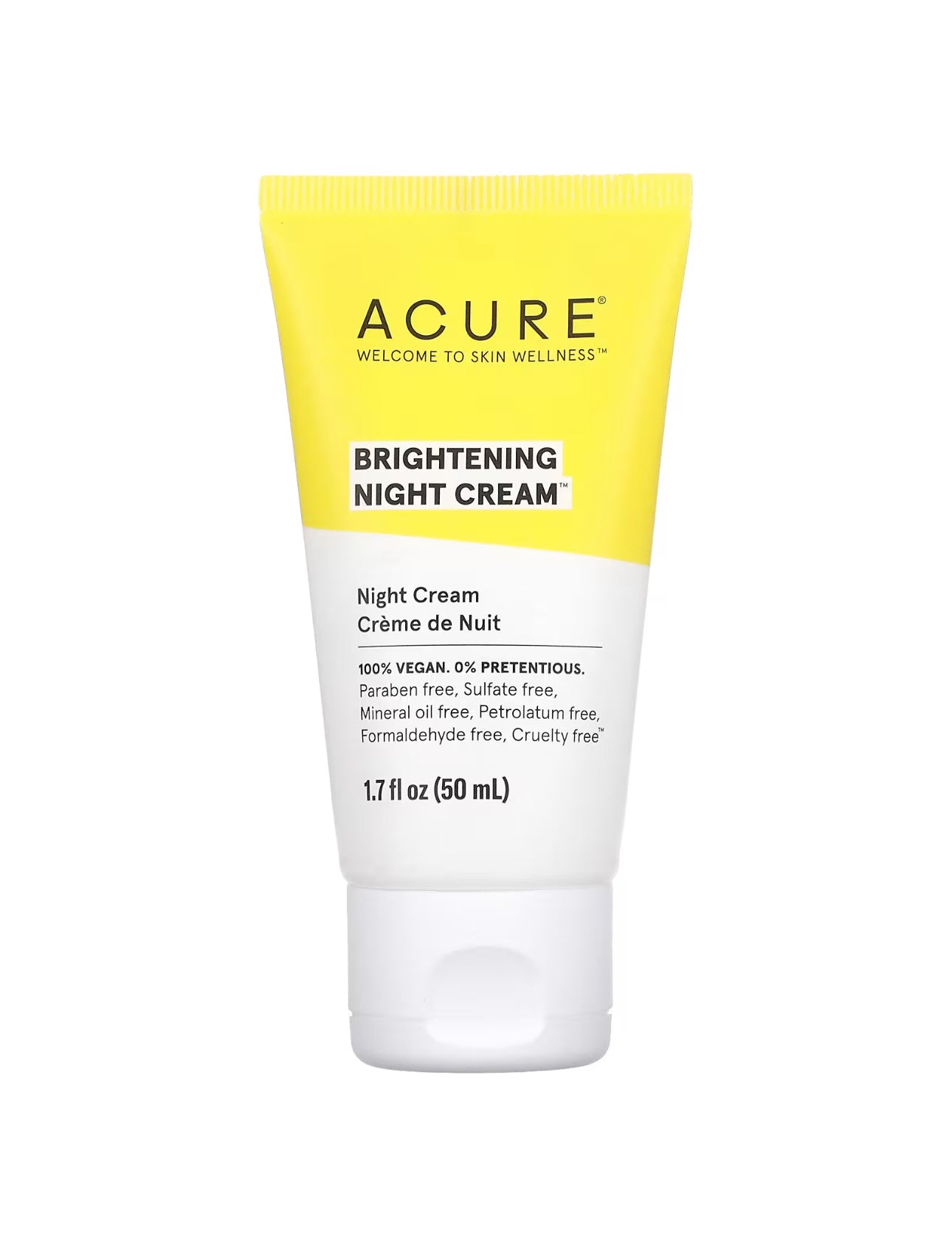 ACURE Brightening Night Cream | Night Time Moisturizer Cream for Face & Neck | with Argan Oil, Chlorella & Echinacea | Hydration & Moisturizing for All Skin Types | 1.7oz/50ml - Ome's Beauty Mart
