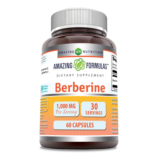 Amazing Formulas Berberine | 1000mg Per Serving | Glucose Metabolism Support | Weight Management | 60 Capsules Exp 03/2027 - Ome's Beauty Mart