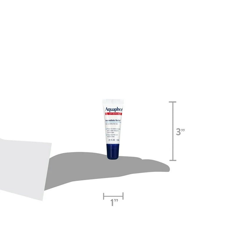 Aquaphor Lip Repair Ointment, Long - lasting Moisture to Soothe Dry Chapped Lips, .35 fl. oz. Tube - Ome's Beauty Mart