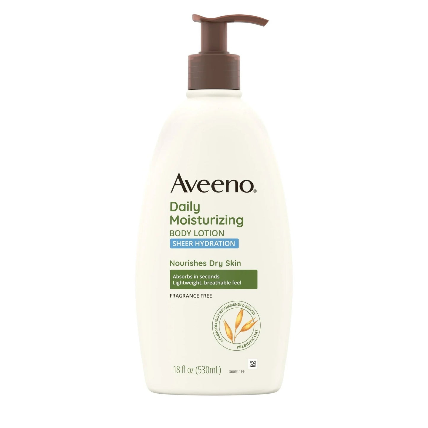 Aveeno Daily Moisturizing Body Lotion with Oat for Dry Skin, Sheer Hydration, 18fl.oz/530ml - Ome's Beauty Mart