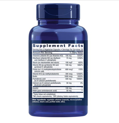 Life Extension BioActive Complete B-Complex  | with Inositol (Vitamin B8) & PABA | Heart, Brain and Nerve Support | 60 Vegetarian Capsules; Exp 11/2027